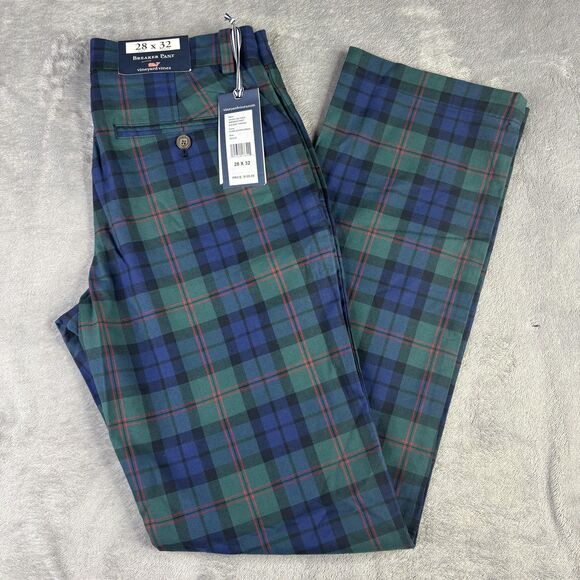 Vineyard Vines Pants Mens 28x32 Charleston Green Breaker Pant Holiday Tartan - Picture 1 of 15